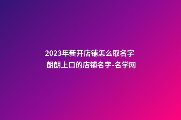 2023年新开店铺怎么取名字 朗朗上口的店铺名字-名学网-第1张-店铺起名-玄机派